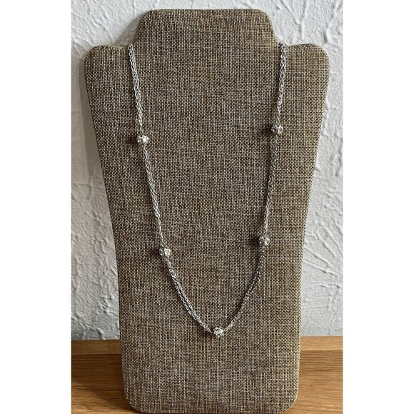 Vintage Sarah Coventry Station Necklace Silver Tone Double Strand Rhinestone - Picture 1 of 4